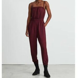 Everlane Medium Maroon Party-Of-One Jumpsuit Burgundy